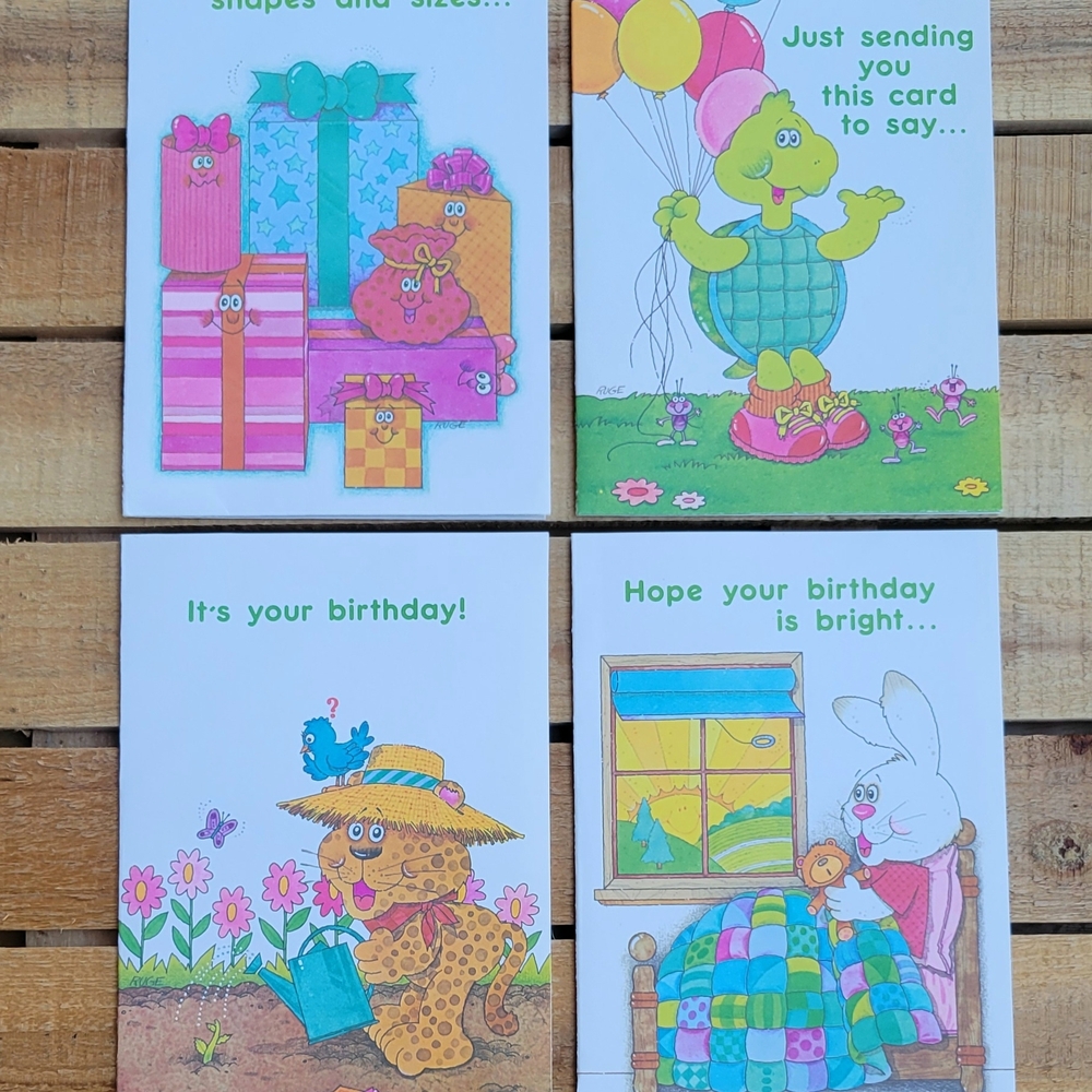 Set of 4 New/Unused Vintage 1983 Current Brand Pop-Up Birthday Cards & Envelopes